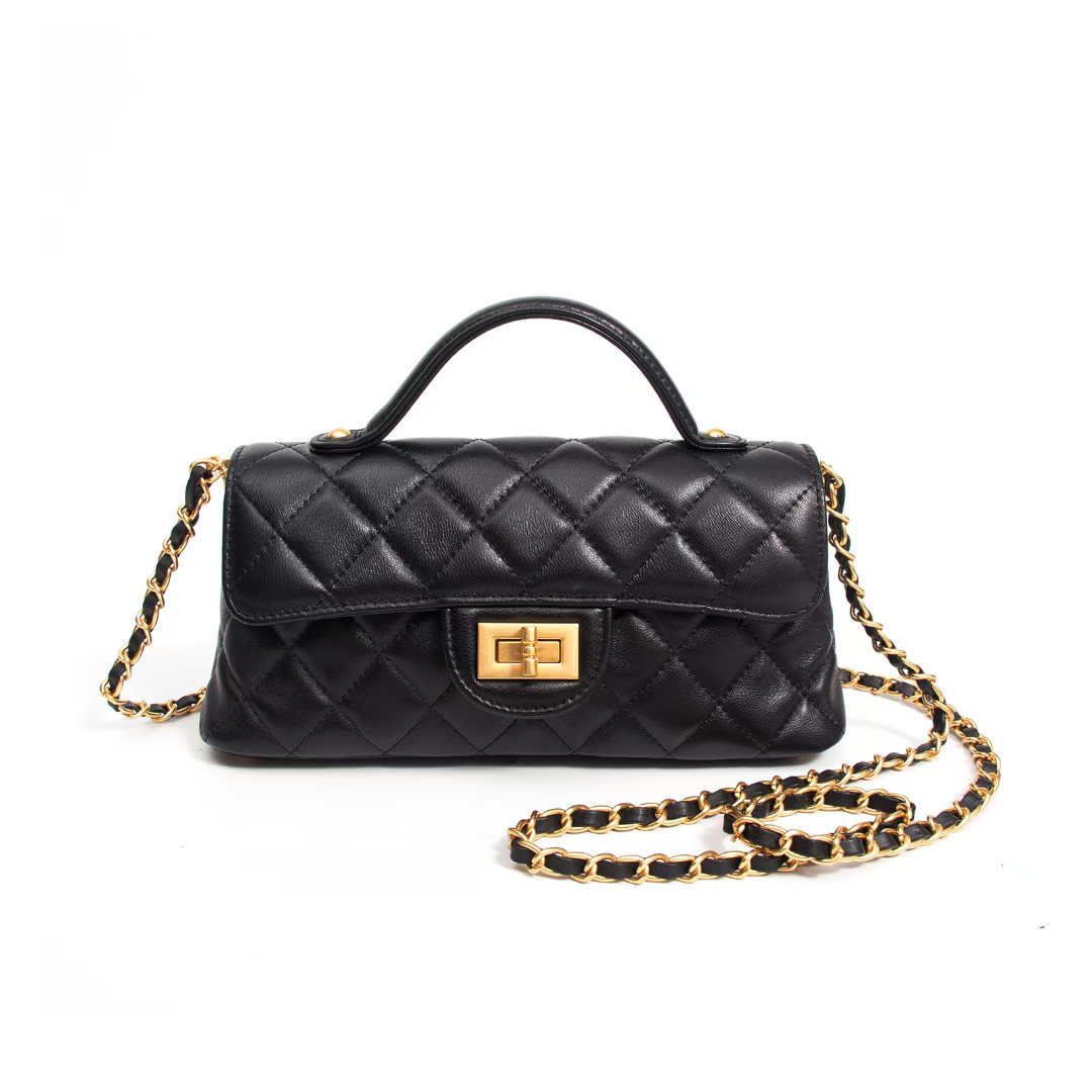 【芝麻集】SLBL-BW233-黑色百搭时尚简约腋下斜跨女包