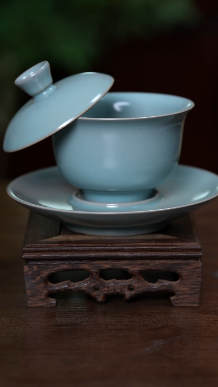 【闪购商品】L·宝丰宋官窑原产地汝瓷悬停三才盖碗