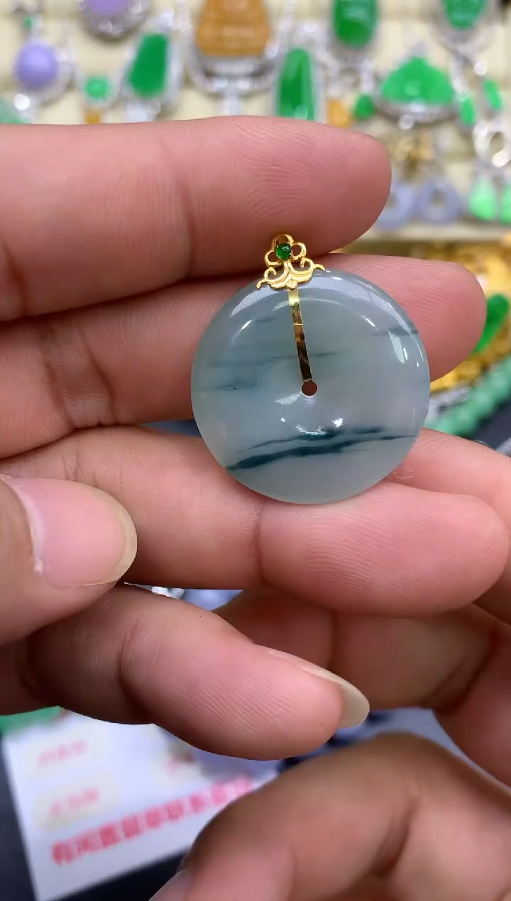 颈饰18K金镶嵌翡翠54-中国好珍宝