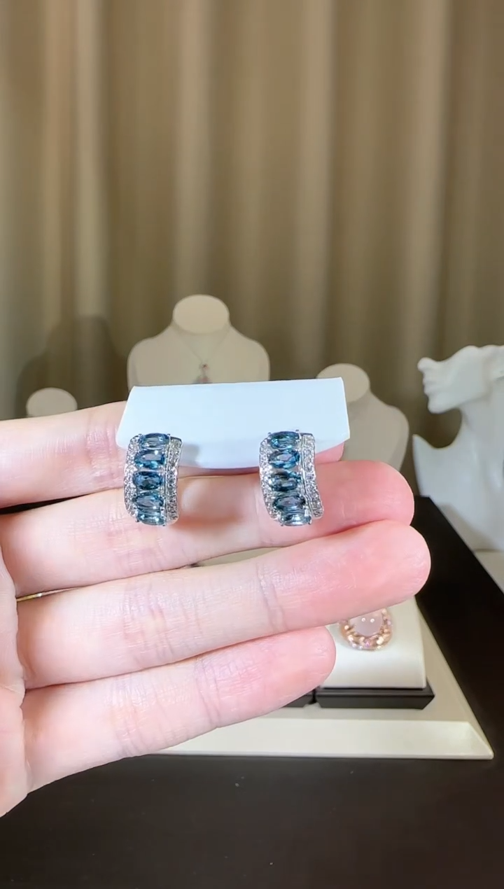 【闪购商品】托帕石耳饰银S925镶嵌设计款