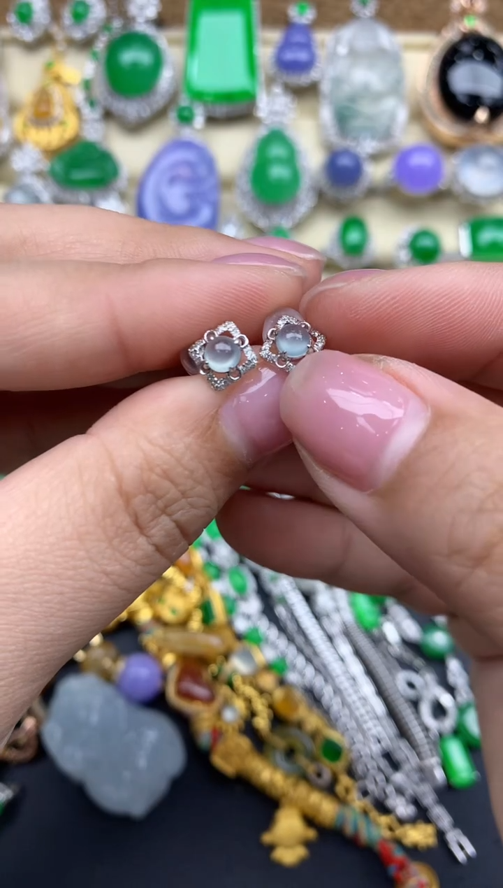 【闪购商品】翡翠耳饰18K金镶嵌115-中国好珍宝