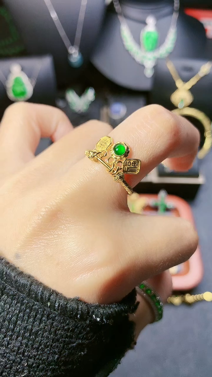 【闪购商品】翡翠戒指银S925镶嵌戒指