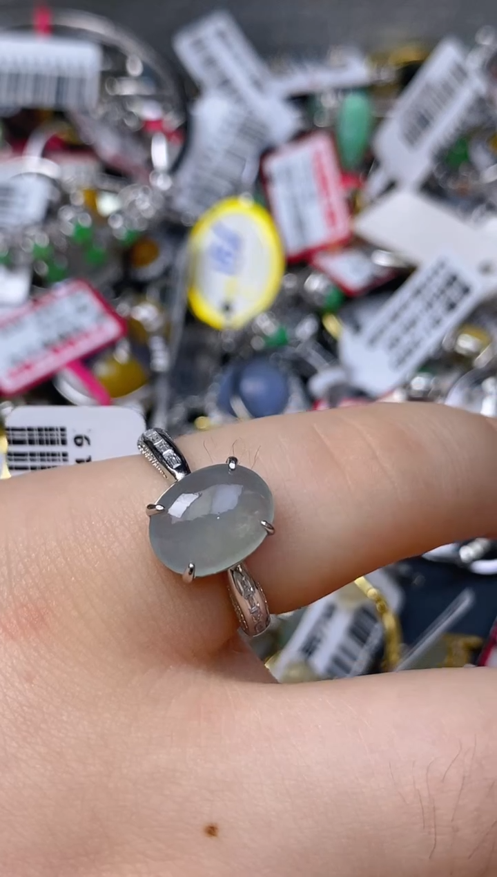 银S925镶嵌戒指翡翠百内无证书