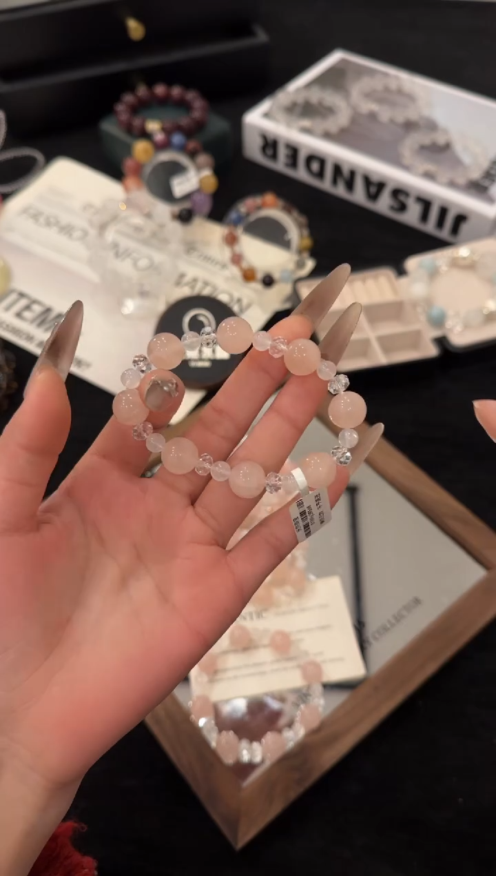 未镶嵌手链水晶粉水晶x3371