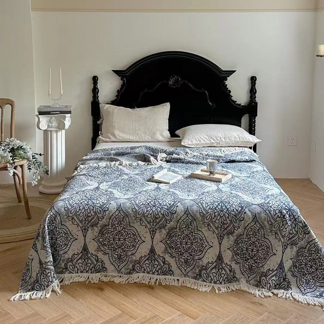 【墨染】230*250cm纯棉精梳纱布四季通用多功能大床盖亲肤机洗