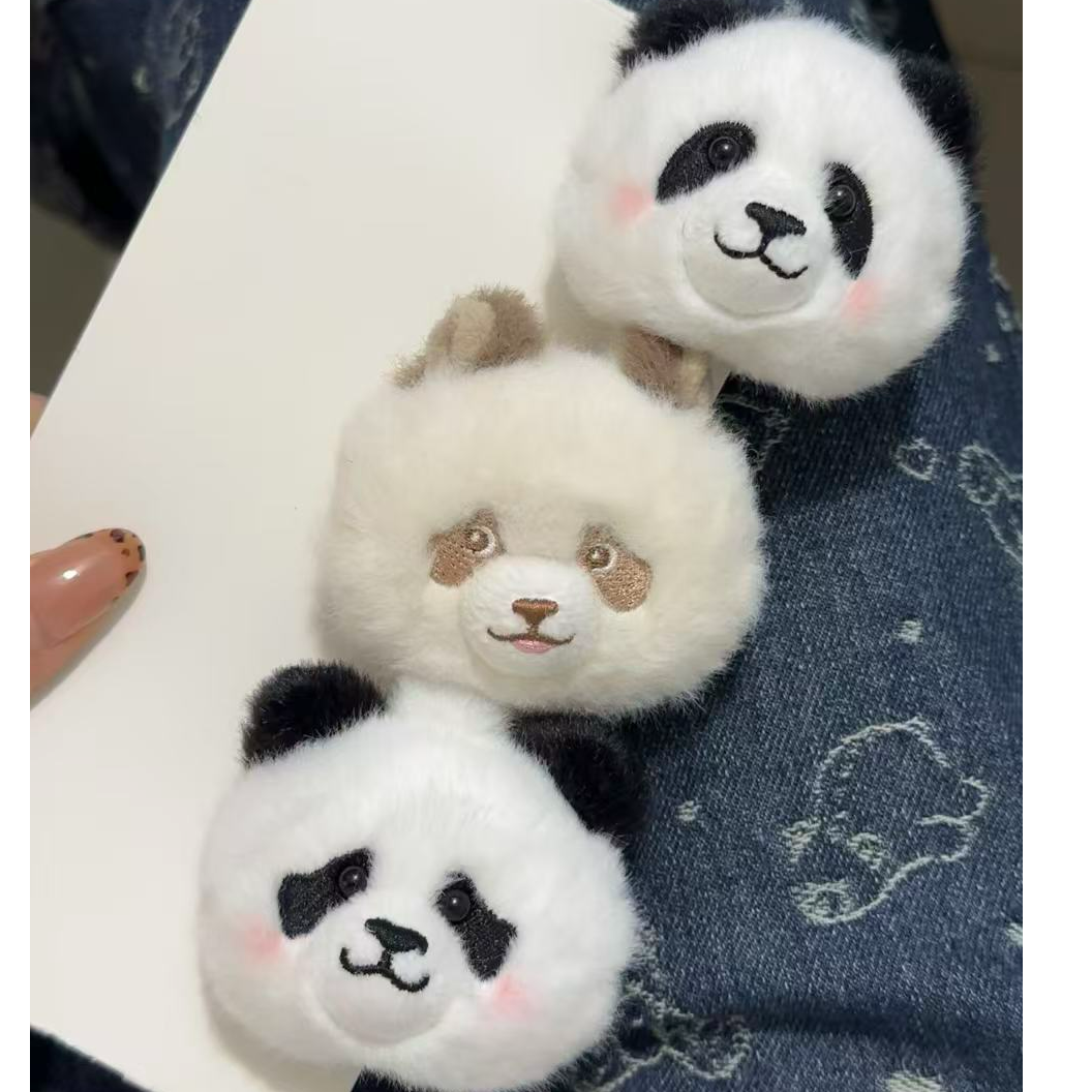 熊猫玩偶发夹可爱花花七仔福宝