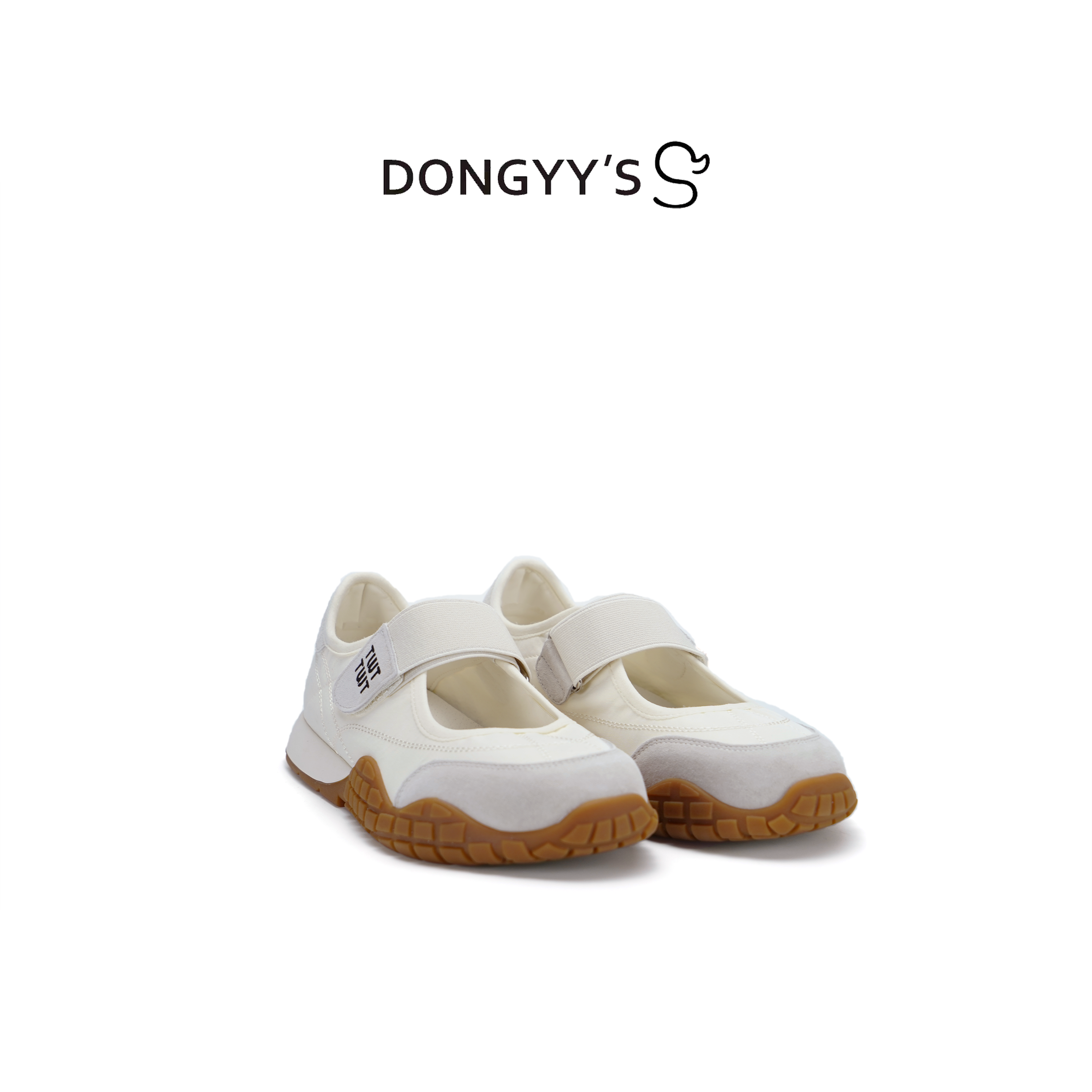 Dongyy's2025年新款夏季米白色魔术贴玛丽珍透气时尚百搭舒适女鞋