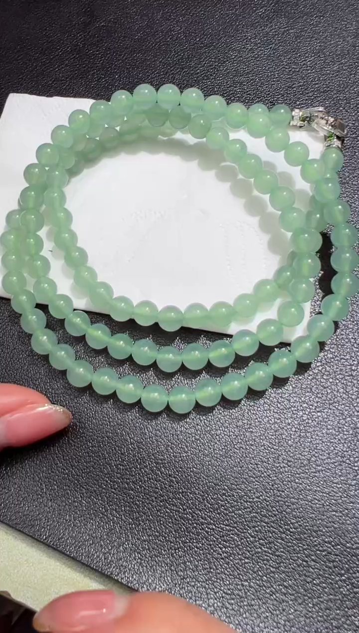 【闪购商品】翡翠颈饰未镶嵌（成品三天鉴赏期）6.4mm+珠链