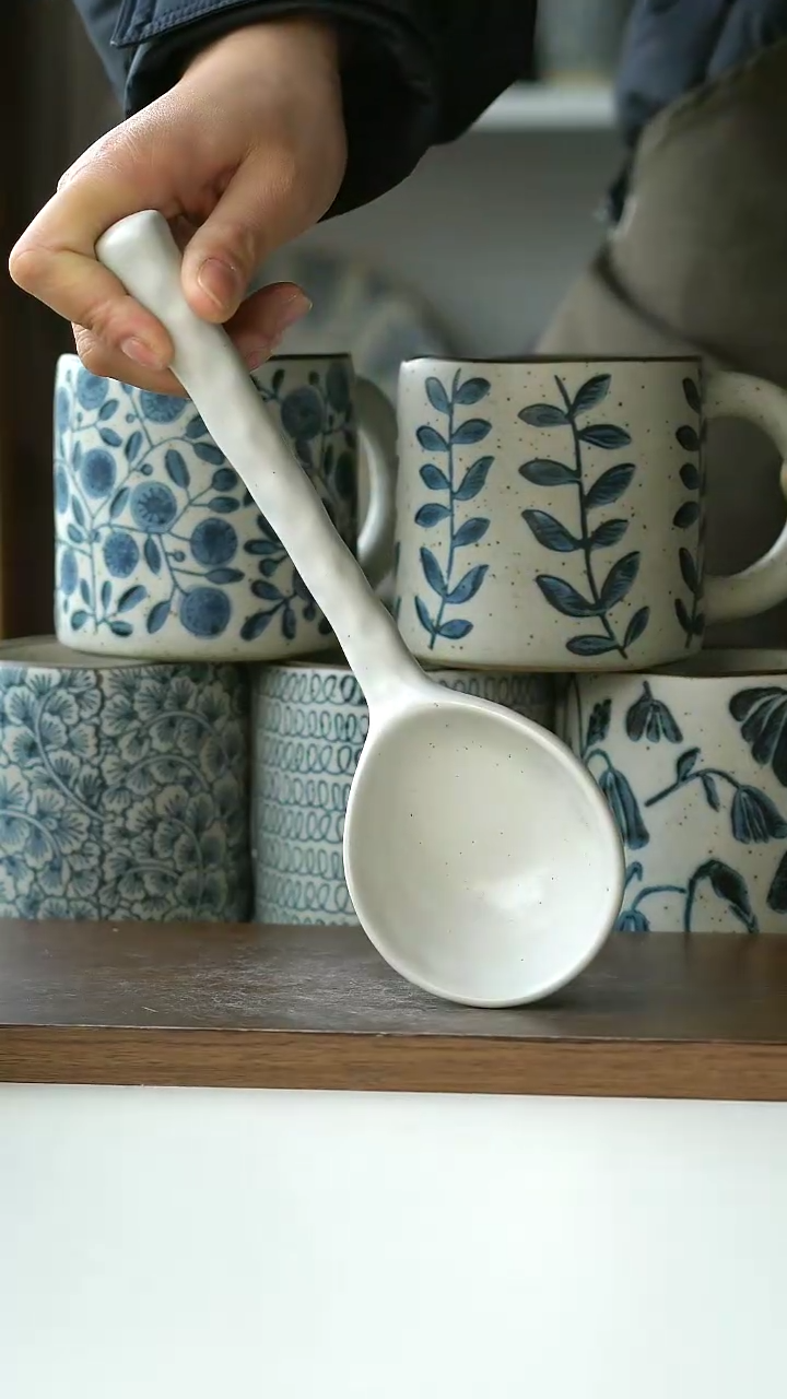 【闪购商品】陶瓷陶瓷大汤勺奶灰22cm@4-2@