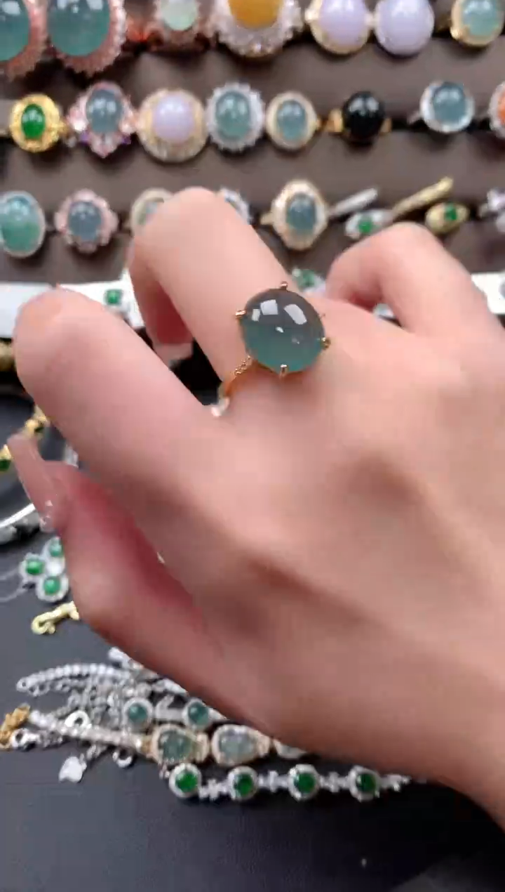 【闪购商品】翡翠戒指银S925镶嵌5214