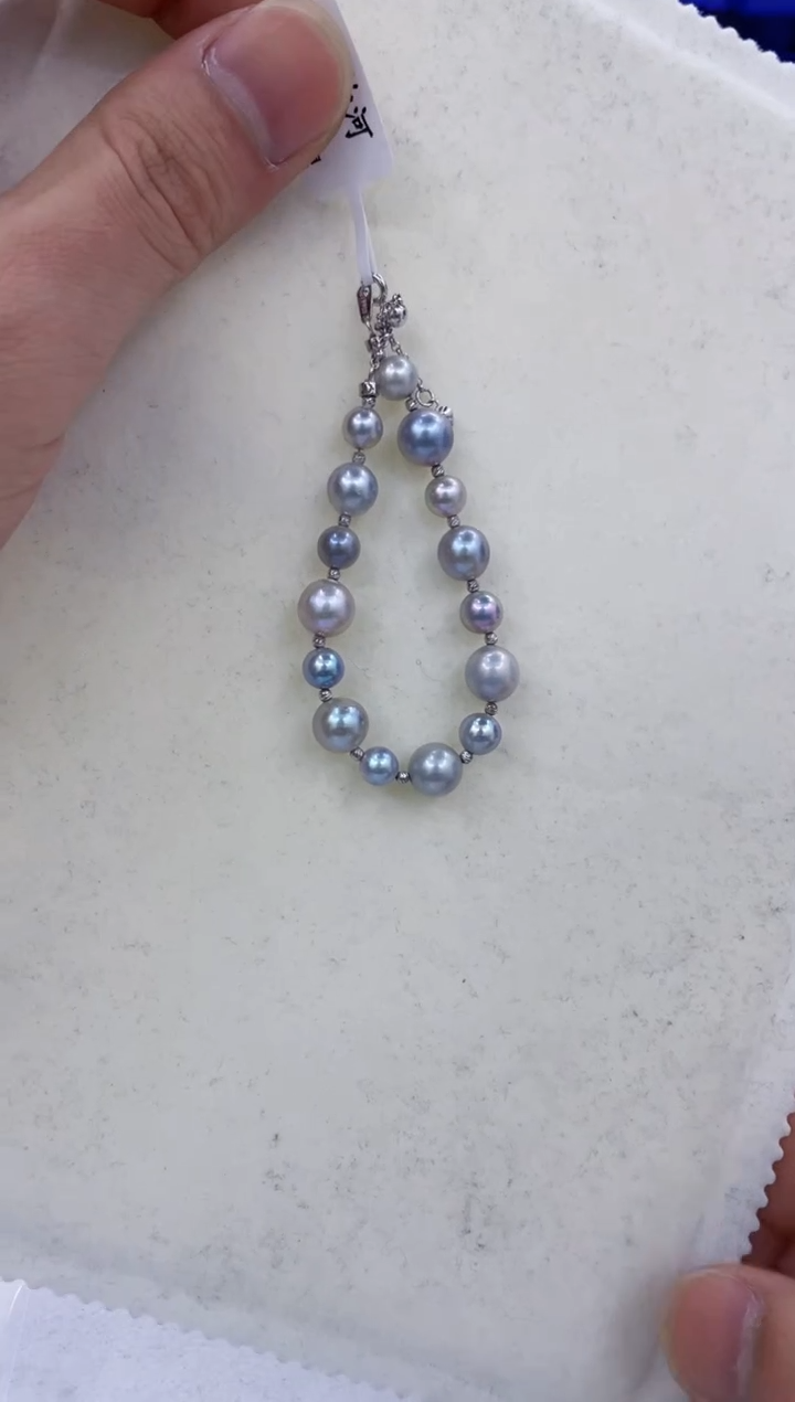 银S925镶嵌手链海水珍珠  