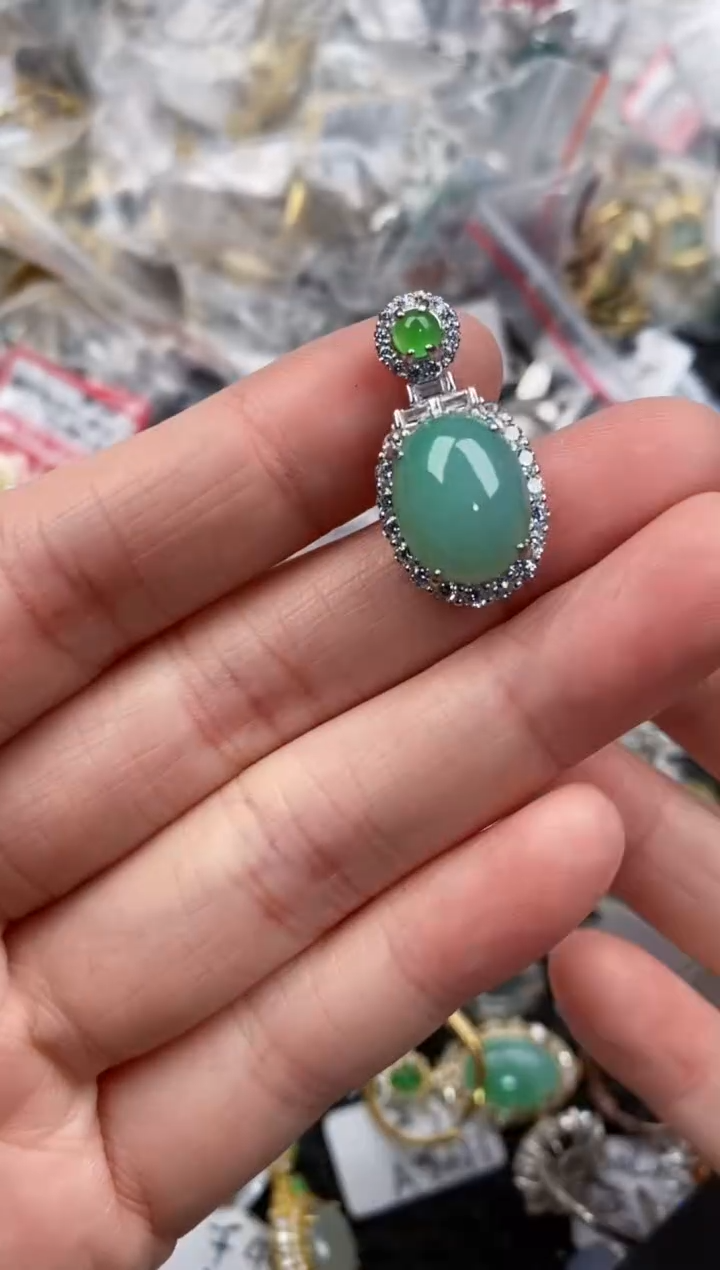 银S925镶嵌戒指翡翠888             2