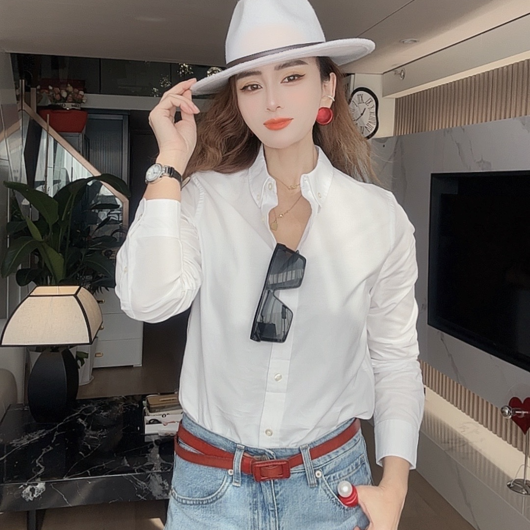 2025春季新款高端纯棉宽松白衬衫女长袖百搭显瘦外穿衬衣叠穿打底