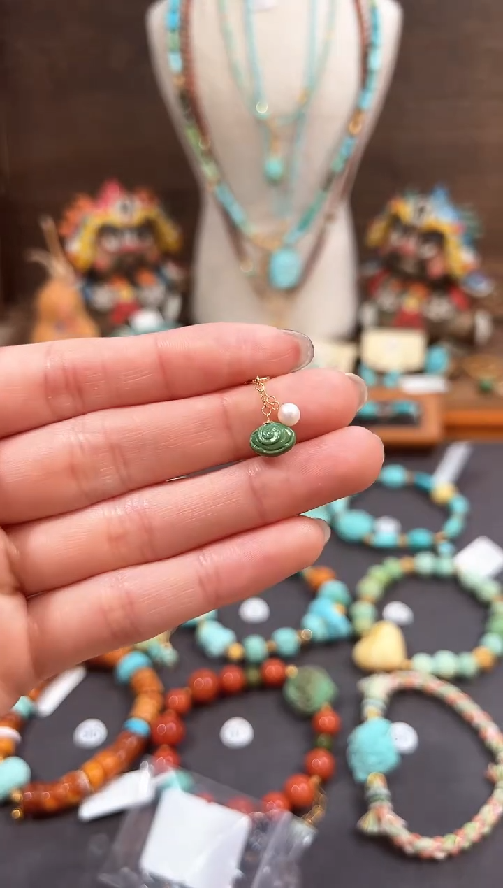 【闪购商品】绿松石18K金镶嵌提溜绿松石提溜