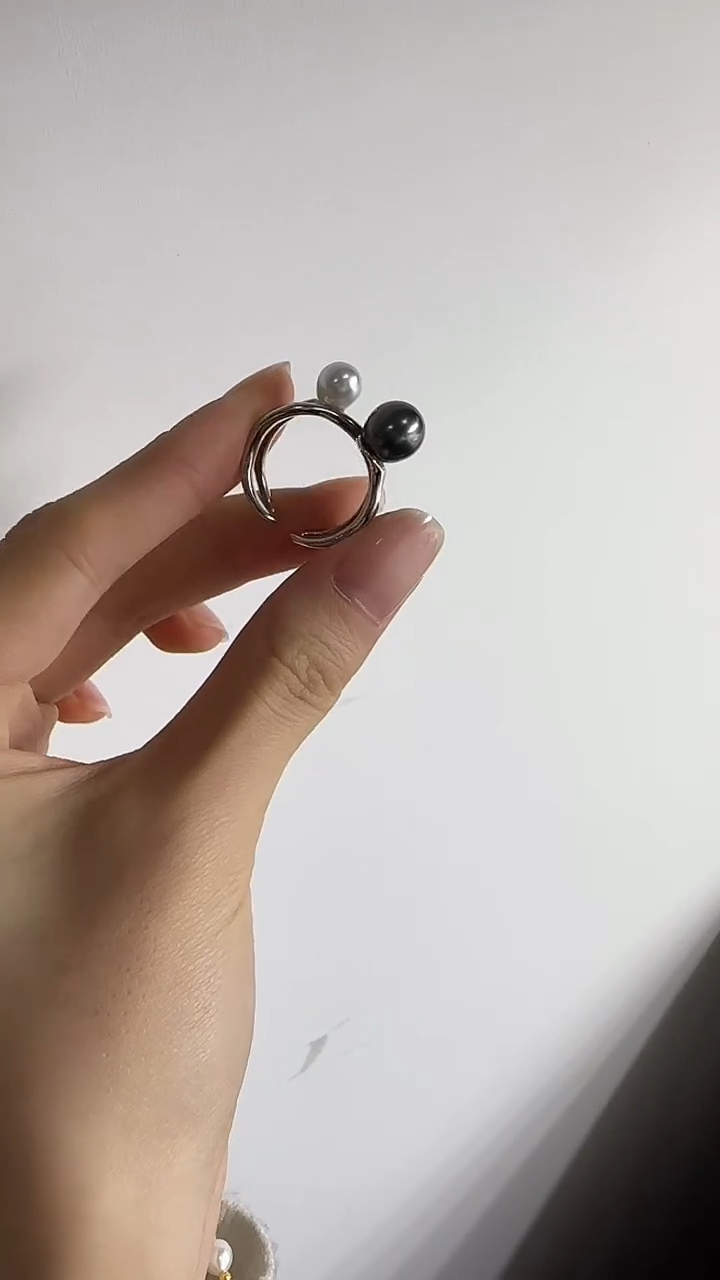 银S925镶嵌戒圈海水珍珠G041