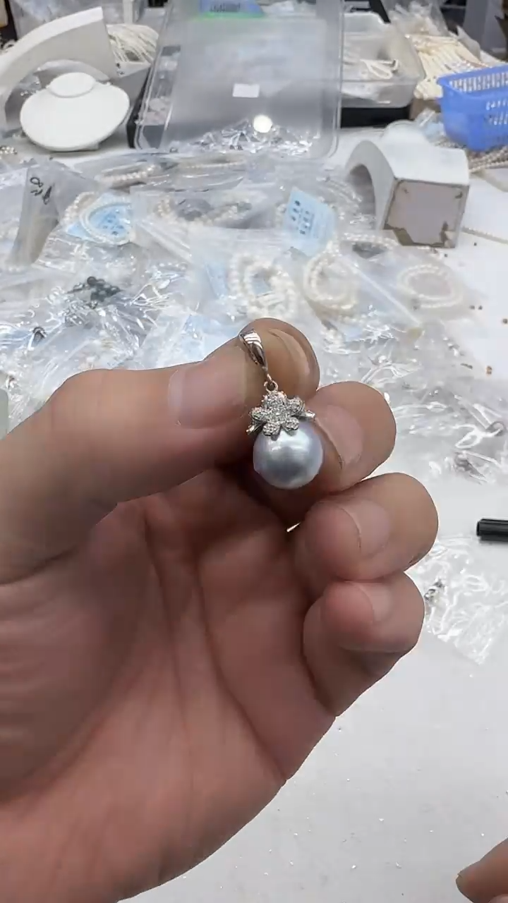 吊坠(赠链)银S925镶嵌海水珍珠10-11mm 真多麻-孤品