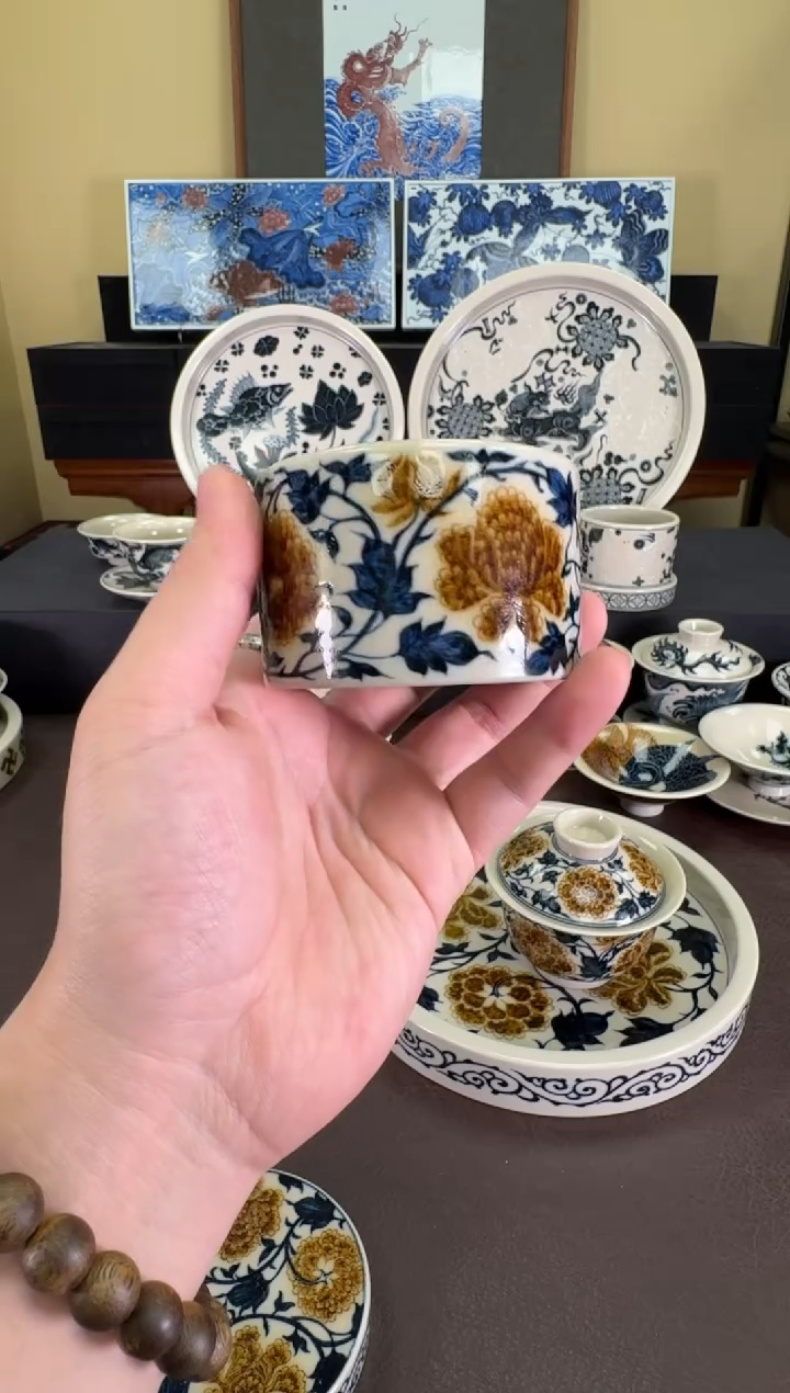 【闪购商品】二号釉牡丹纹扳指杯