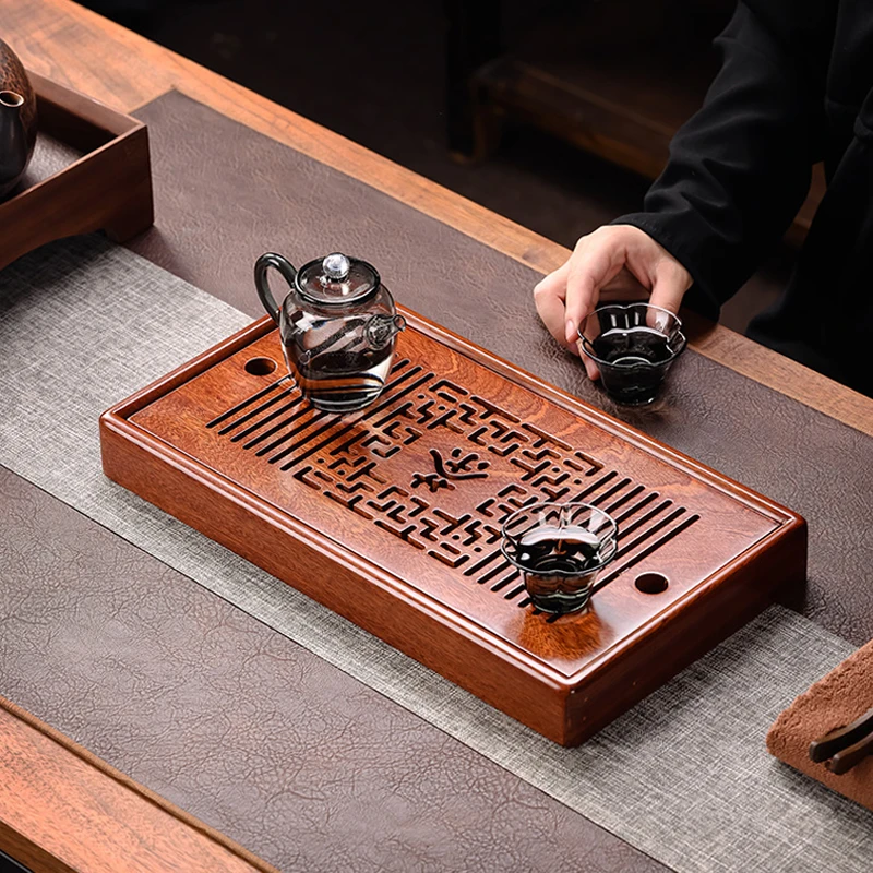 花梨木茶盘36*20茶字储排两用功夫茶具托盘泡单茶盘（送水管水球）