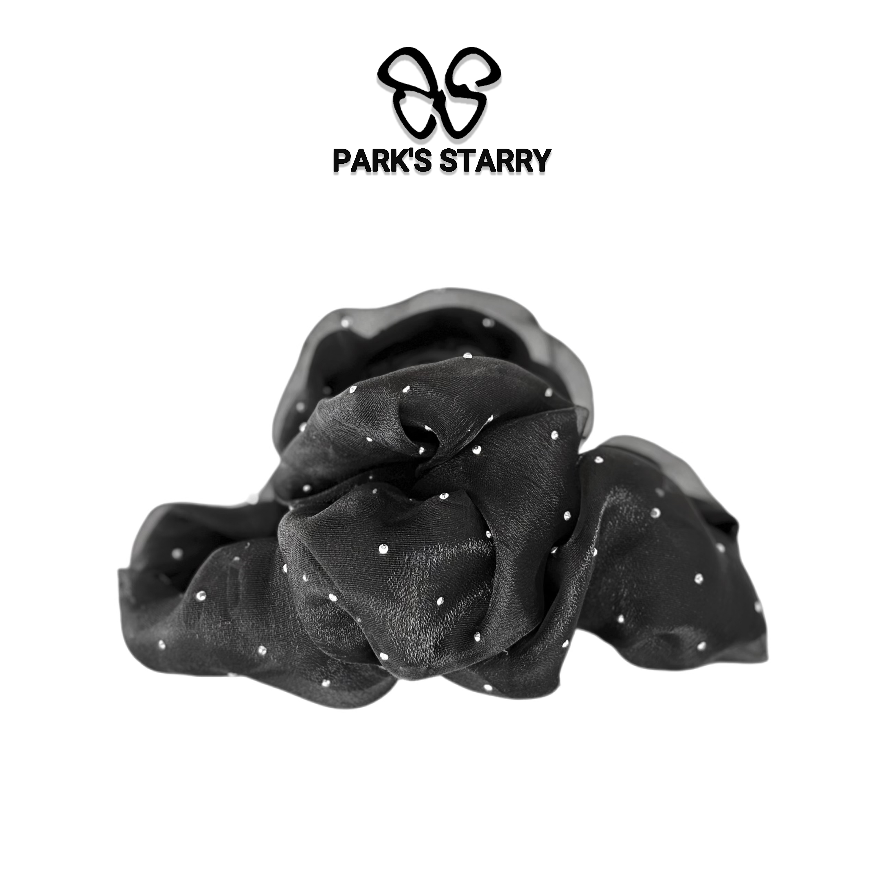 GREBUTY 6754 简约百搭满天星黑色细闪蝴蝶结13cm抓夹