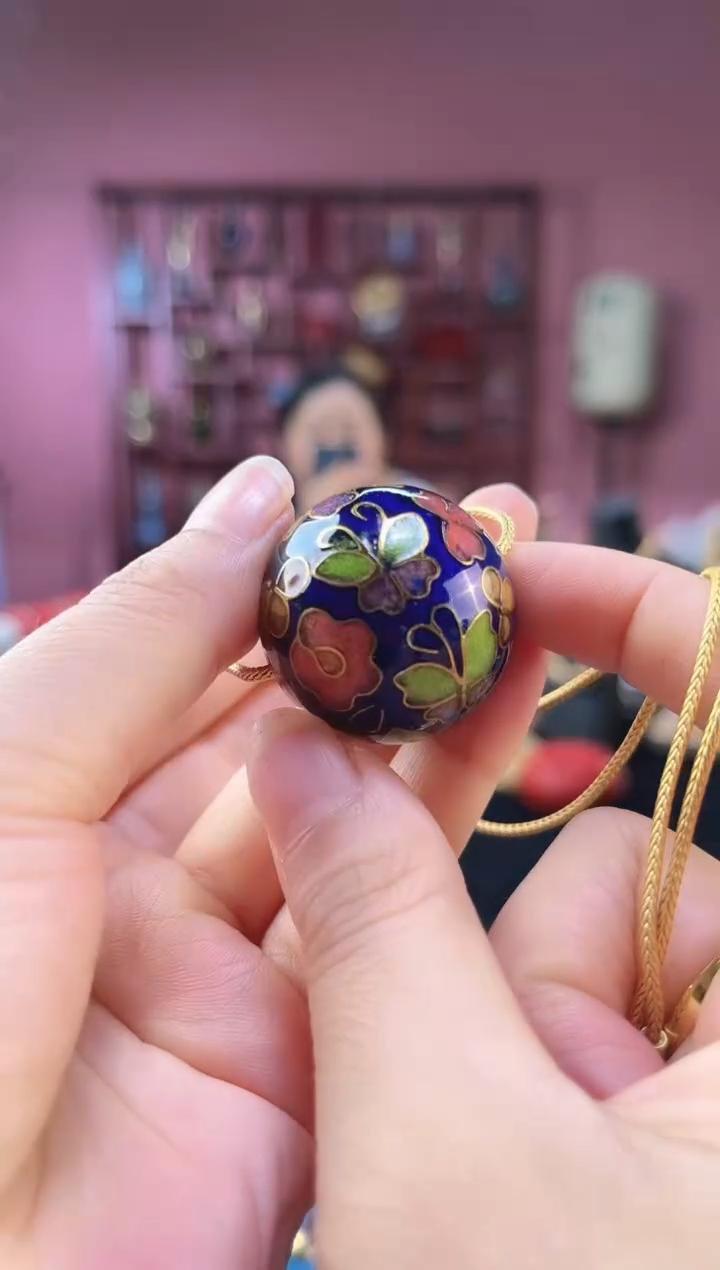 非遗 景泰蓝3.0单珠项链 宝蓝