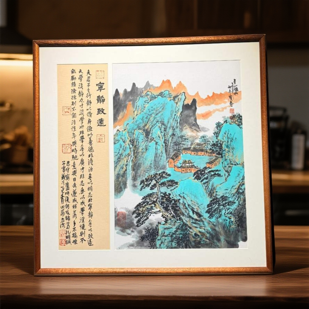 《宁静致远》山水国画 真人手绘