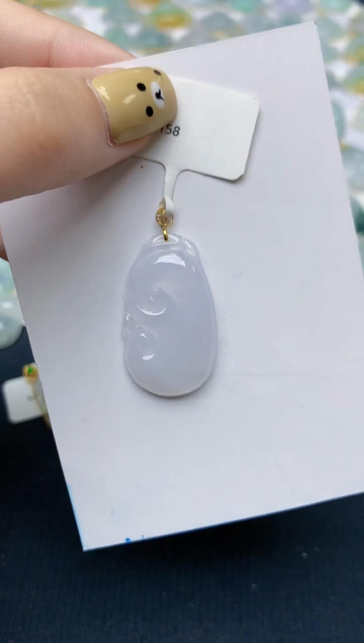 翡翠18K金镶嵌颈饰天然翡翠A货