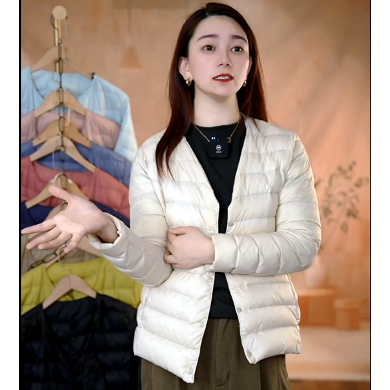 《001》U家同款日系白鸭绒可圆领可V领外套内搭无领羽绒服