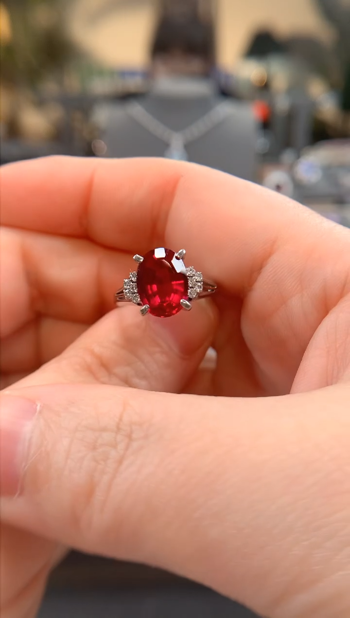 【闪购商品】碧玺戒指铂Pt850镶嵌卢比莱