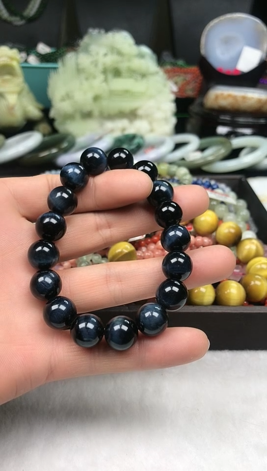 【闪购商品】水晶手链银S925镶嵌【12MM】蓝虎眼