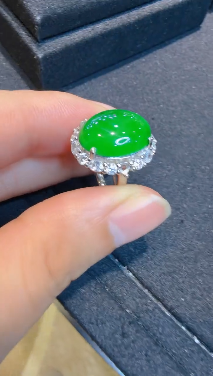 银S925镶嵌戒指翡翠多样性团购发一件