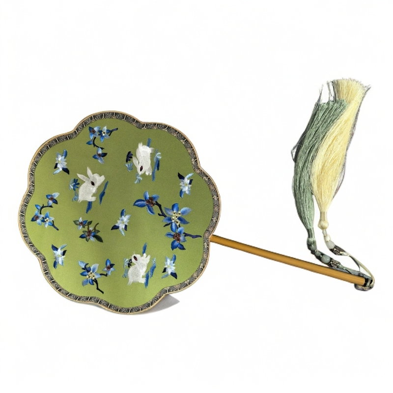 秋沐 中国风真丝蒲扇古风汉服跳舞蹈专用扇