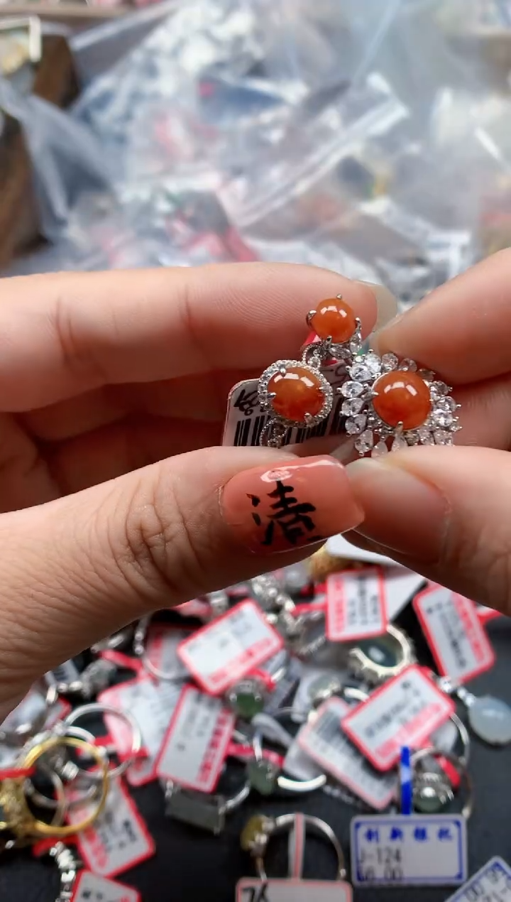 银S925镶嵌戒指翡翠天然A货缅甸翡翠