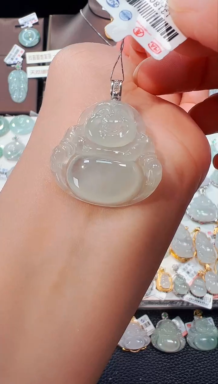 【闪购商品】翡翠吊坠(不含链)18K金镶嵌佛公吊坠1105