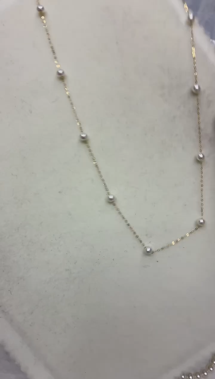 18K金镶嵌DA淡水珍珠满天星项链 y1123