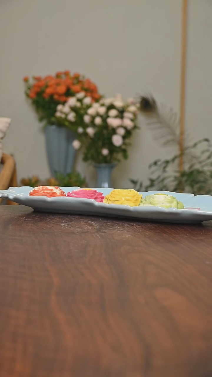 其他88#叶子盘微瑕 天青釉 无款