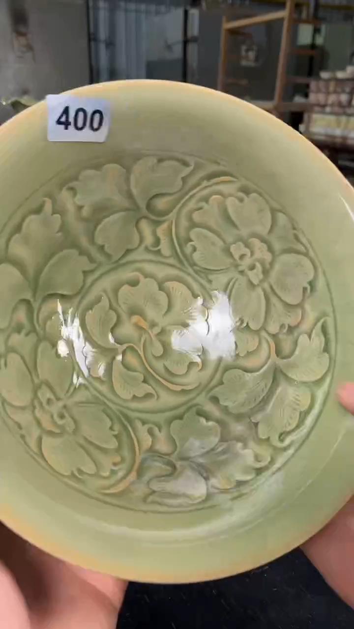 耀州窑仰山折枝牡丹大碗微瑕400