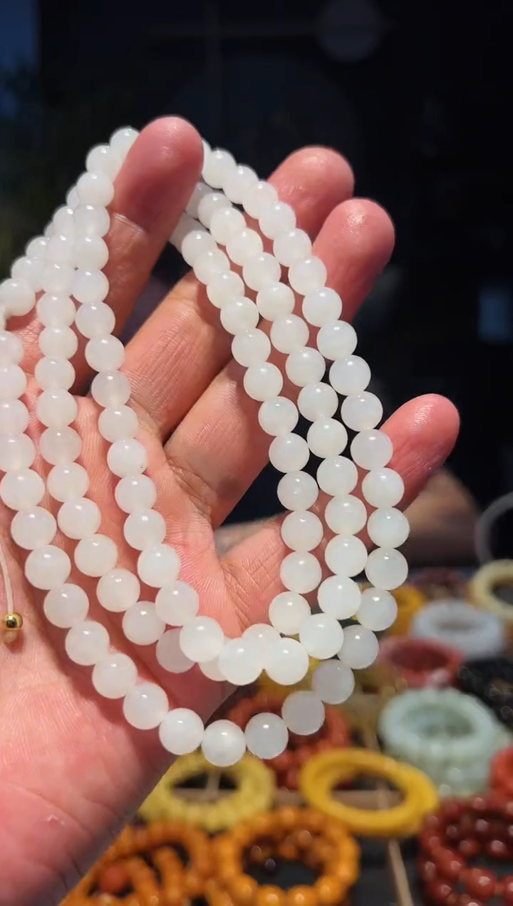 手串未镶嵌和田玉8+108多圈