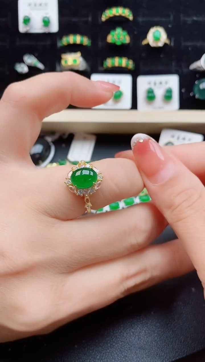 【闪购商品】翡翠戒指银S925镶嵌12121