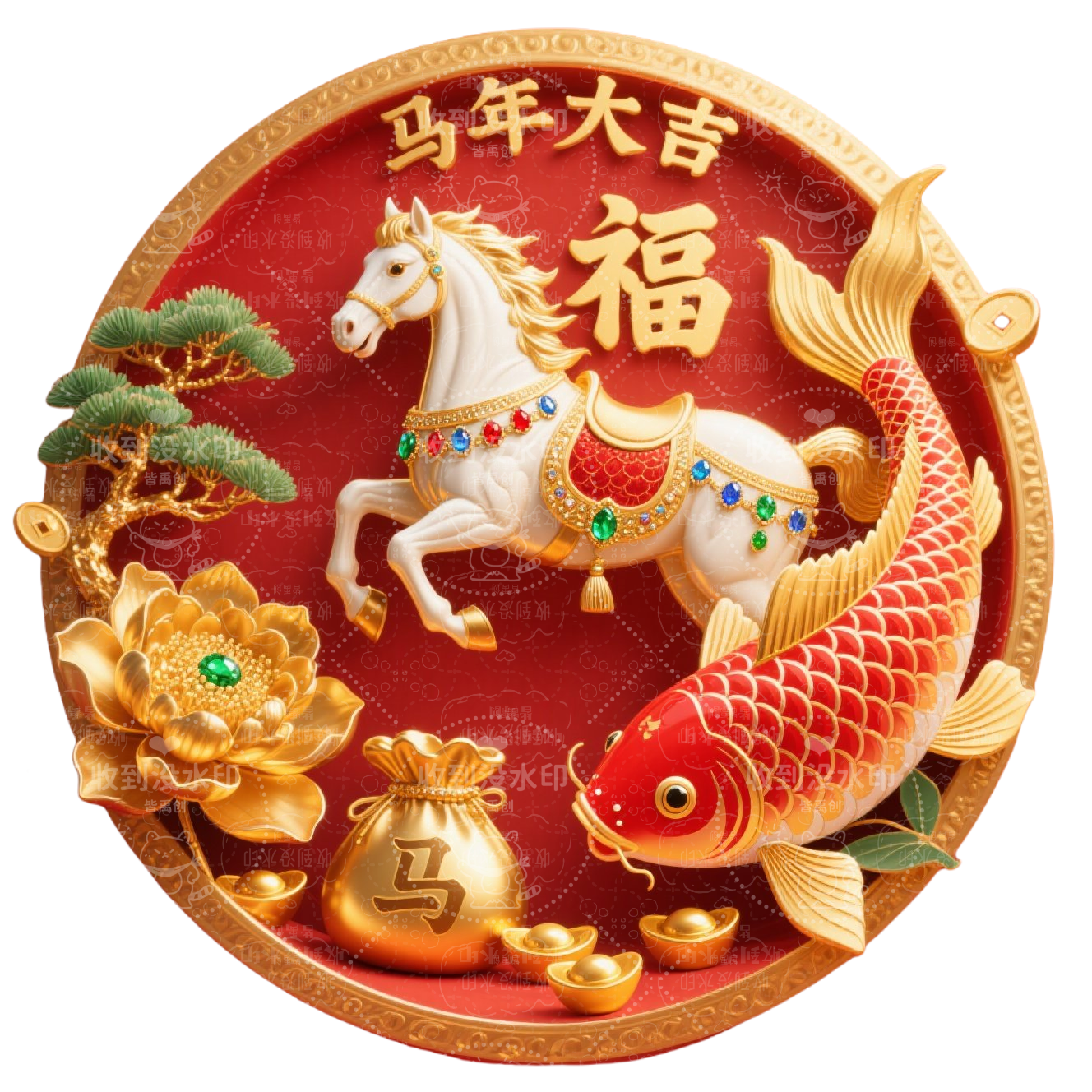 2026年新款马年冰箱室内装饰贴年福过年装饰品平面室内贴纸