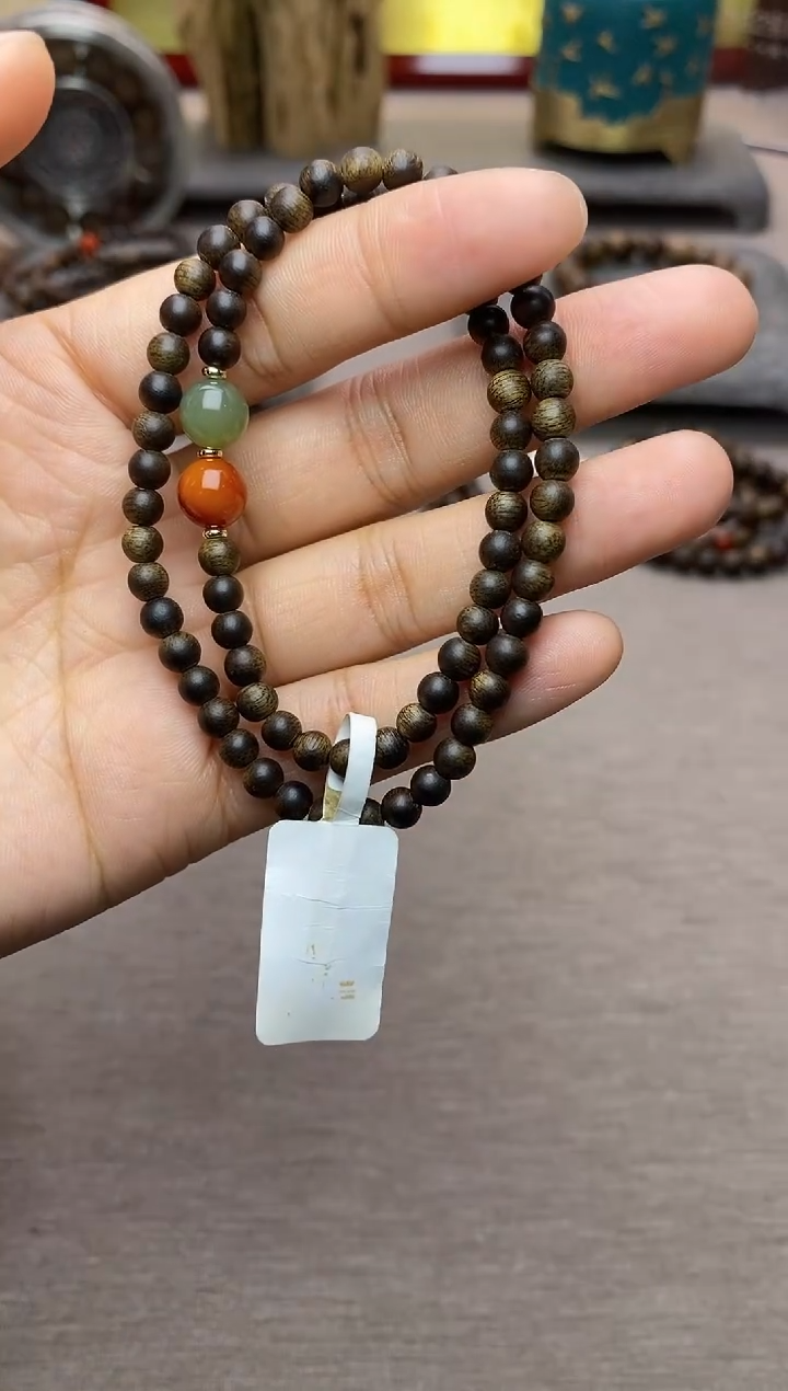 【闪购商品】沉香手串越南芽庄白棋0.4+配饰 沉水双圈款