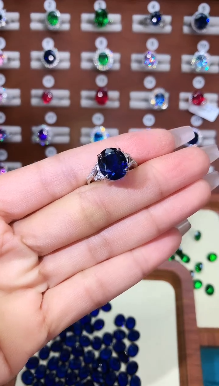 无925银皇家蓝色戒指