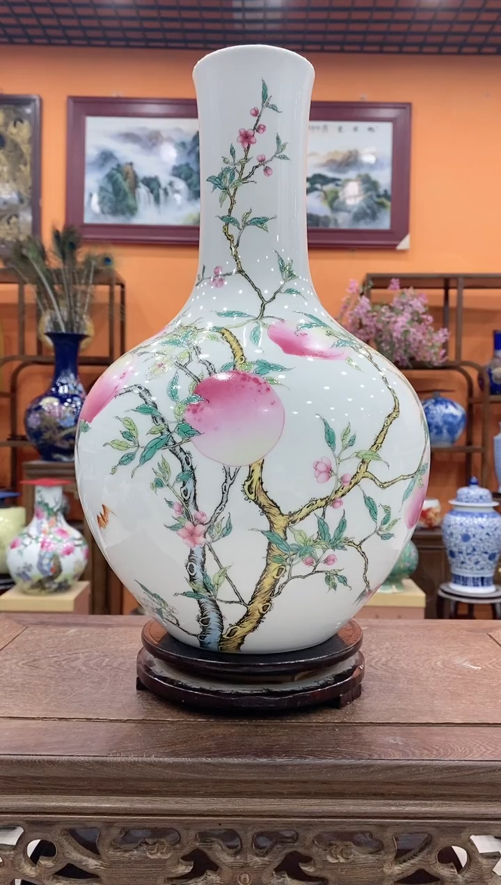 【闪购商品】瓶九桃瓶带底座高38宽23