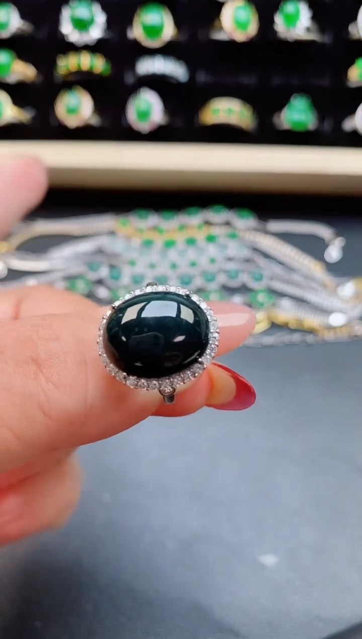 【闪购商品】翡翠戒指银S925镶嵌508550