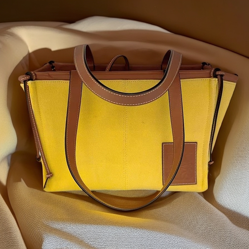 95新 LOEWE/罗意威 黄色托特包  1191 5207 