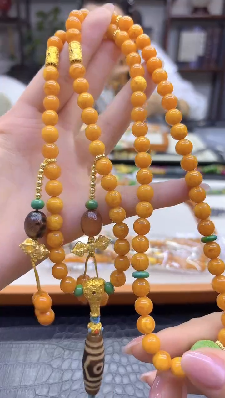 蜜蜡颈饰未镶嵌DIY款X771