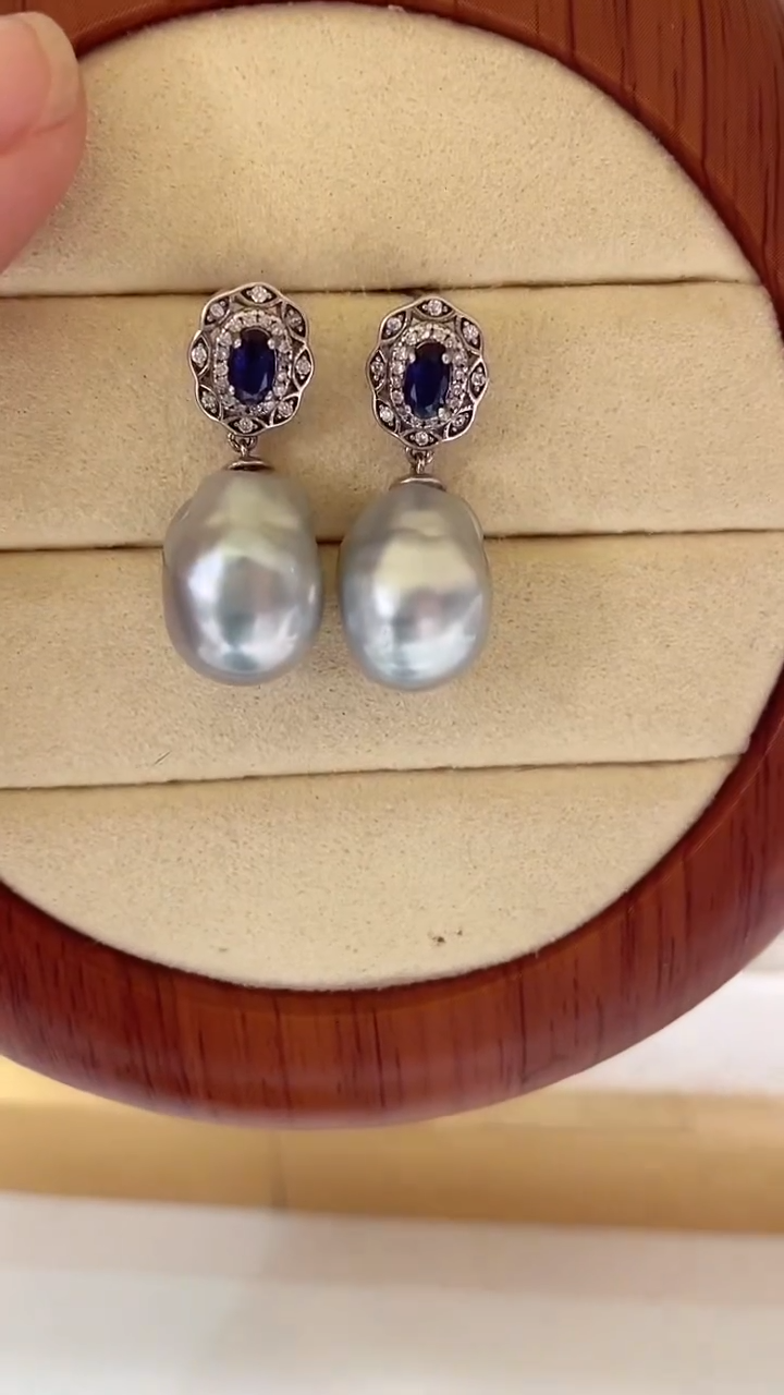 【闪购商品】海水珍珠耳饰银S925镶嵌澳白耳钉