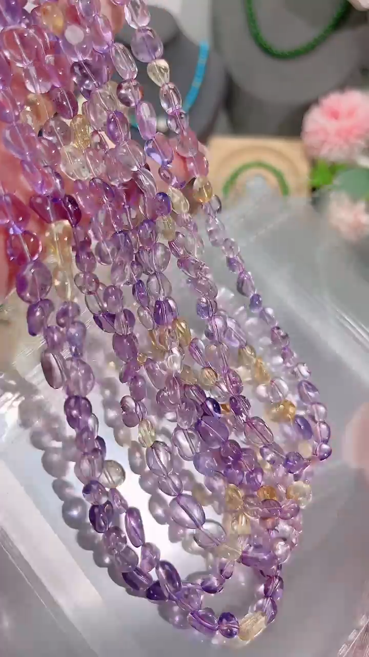 颈饰银S925镶嵌紫晶紫黄69