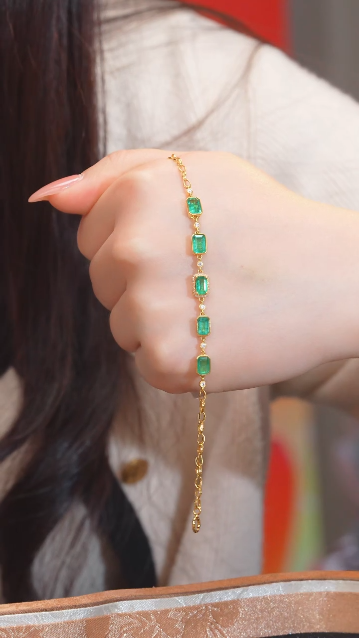 【闪购商品】祖母绿手链18K金镶嵌（3.3ct）@@U8420