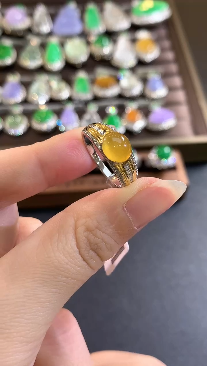 18K金镶嵌戒指翡翠d45  