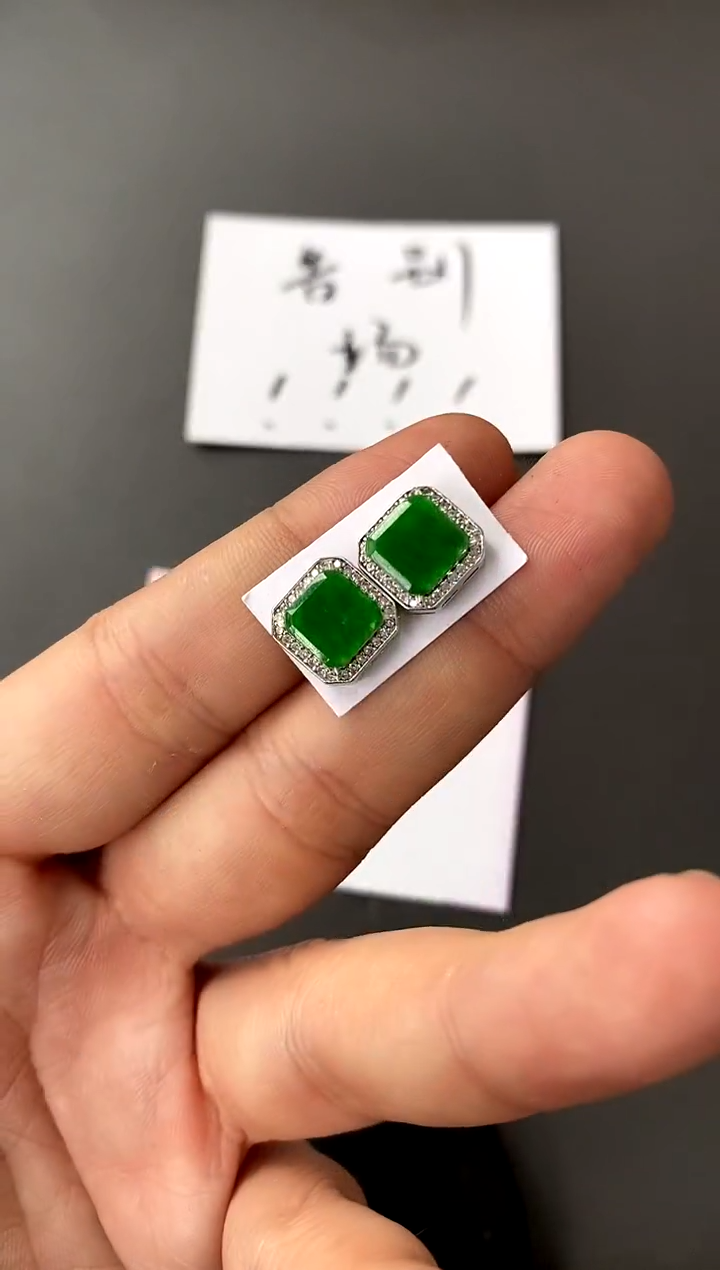 【闪购商品】翡翠耳饰银S925镶嵌买断价